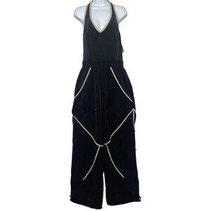 Free People FP Movement Next Up Jumpsuit Size M Black Combo Wide Leg Activewear